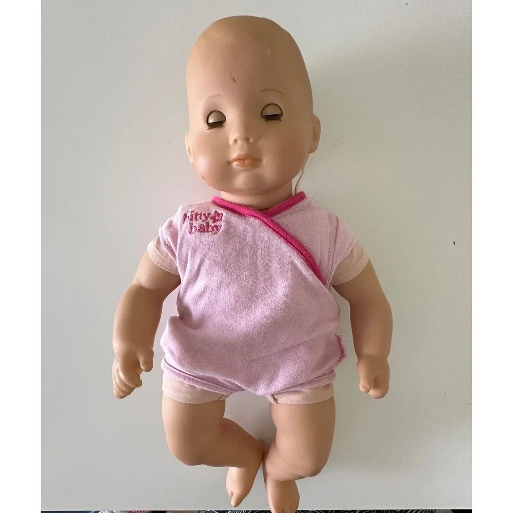 American Girl Bitty baby Blonde Blue Eyes Doll Pink Outfit Diaper Used